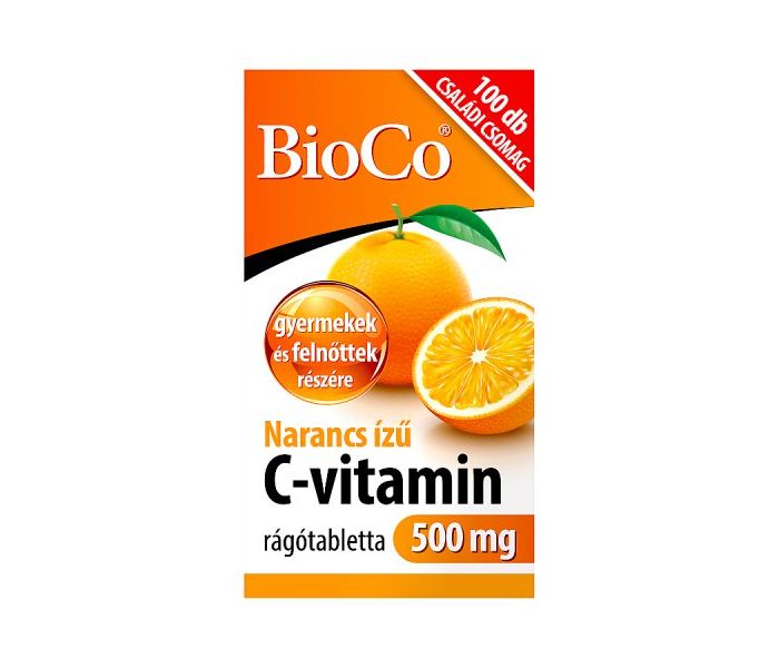 BioCo Narancs ízű C-vitamin 500 mg rágótabletta 100 db