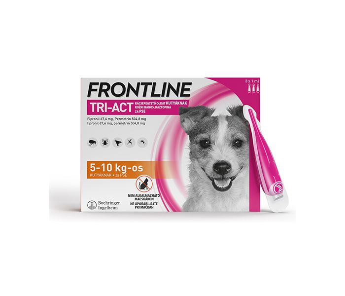 Frontline Tri-Act rácsepegtető oldat S kutyának 5-10 kg 3x1ml