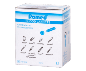 ROMED steril kék vérvételi lándzsa 100 db